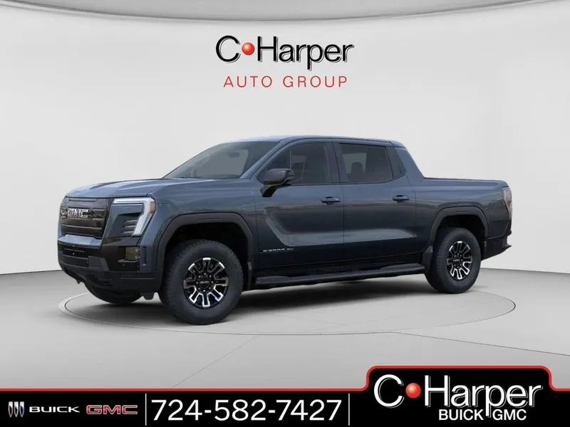 2026 GMC Sierra EV Elevation Standard Range in Deep Ocean Metallic — front three-quarter view