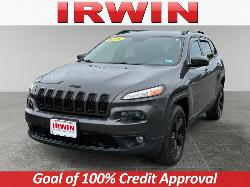 2018 Jeep Cherokee Latitude in Granite Crystal Metallic Clearcoat — front three-quarter view