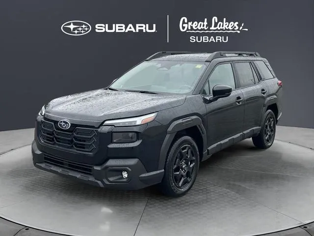 2026 Subaru OUTBACK Limited in Crystal Black Silica — front three-quarter view