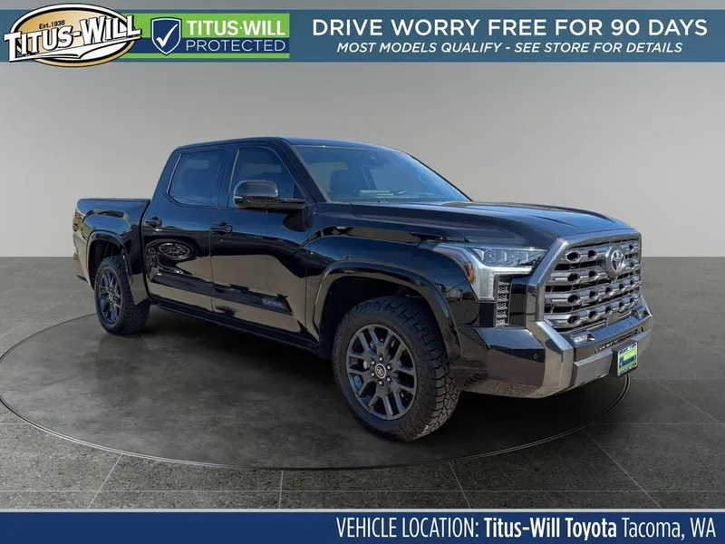 2023 Toyota Tundra Platinum in Midnight Black Metallic — front three-quarter view