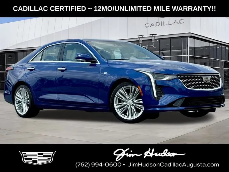2024 Cadillac CT4 Premium Luxury in Wave Metallic — front three-quarter view