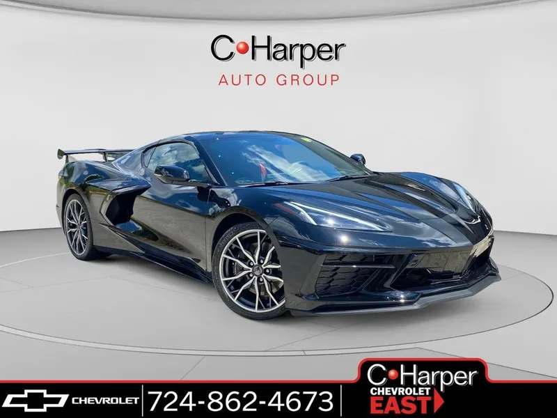 2023 Chevrolet Corvette Stingray 2LT in Black — front three-quarter view