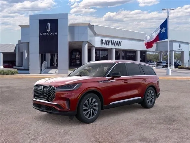 2026 Lincoln Aviator Premiere in Red Carpet Tinted Clearcoat — front three-quarter view