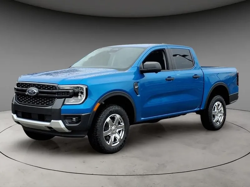 2026 Ford Ranger XLT in Blue Metallic — front three-quarter view