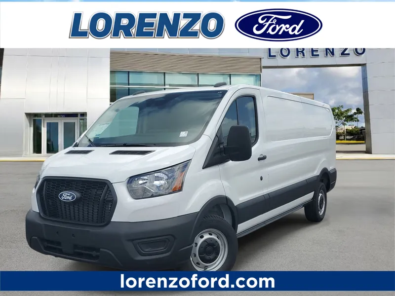 2026 Ford Transit Cargo Van LR in Oxford White — front three-quarter view