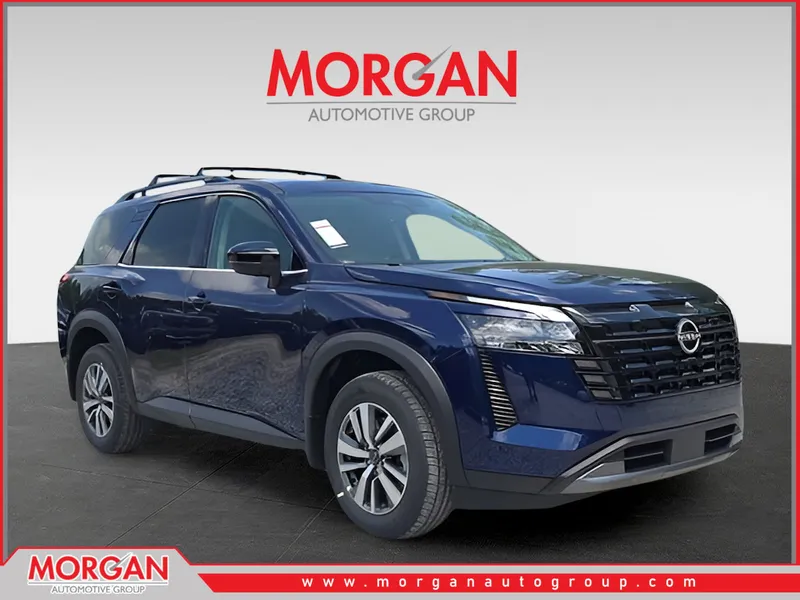 2026 Nissan Pathfinder SL in Blue — front three-quarter view