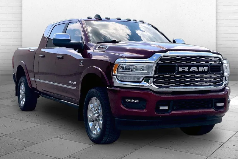 2022 RAM 2500 Limited Mega Cab 4x4 6'4' Box in Delmonico Red Pearlcoat — front three-quarter view