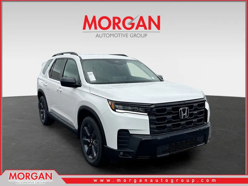 2026 Honda Pilot Sport in Platinum White Pearl — front three-quarter view