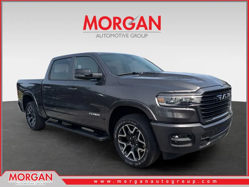 2026 Ram 1500 Laramie in Gray — front three-quarter view