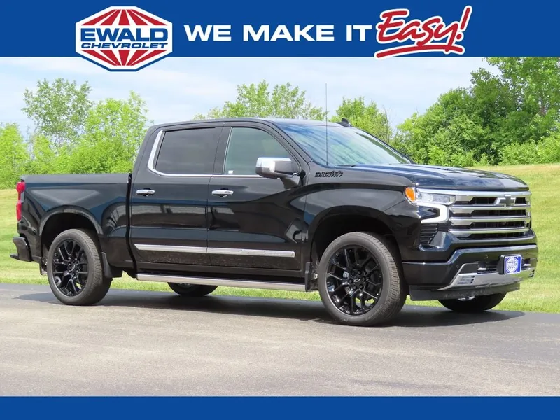 2026 Chevrolet Silverado 1500 High Country in Black — front three-quarter view