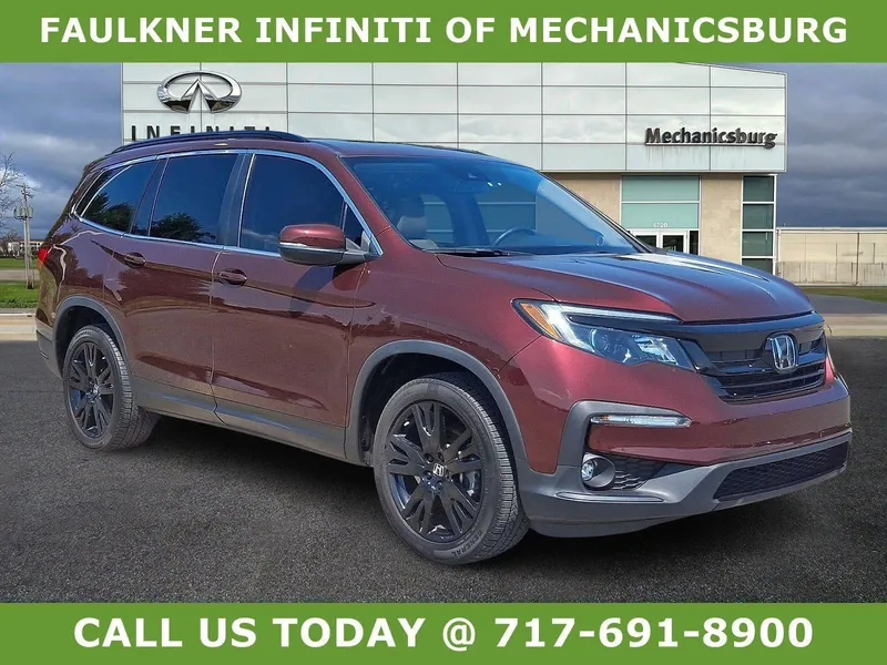 2022 Honda Pilot Special Edition AWD in Deep Scarlet Pearl — front three-quarter view