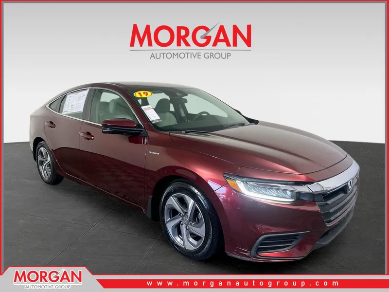 2019 Honda Insight EX in Crimson Pearl — front three-quarter view