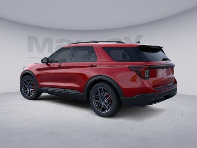 2026 Ford Explorer ST-Line in Rapid Red Metallic Tinted Clearcoat — front three-quarter view