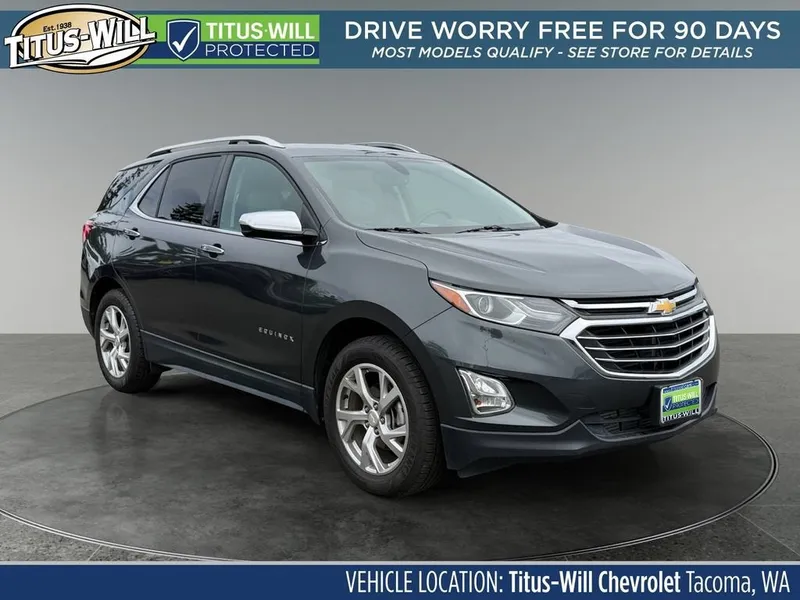 2019 Chevrolet Equinox Premier in Nightfall Gray Metallic — front three-quarter view