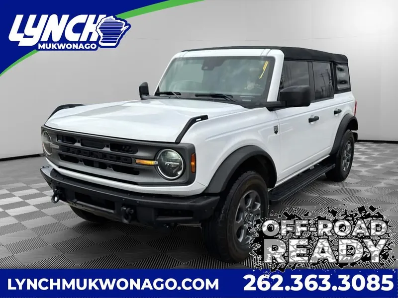 2023 Ford Bronco Big Bend in Oxford White — front three-quarter view