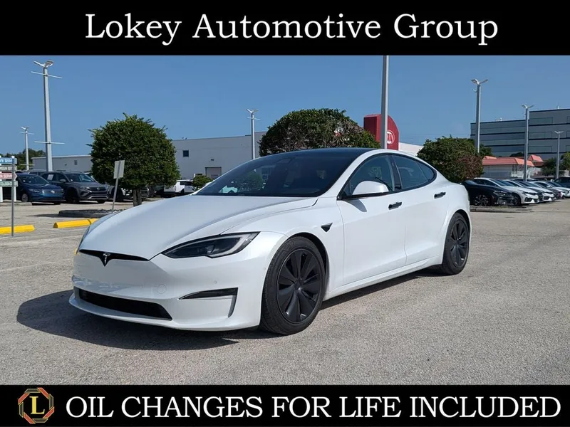 2022 Tesla Model S Base in White — front three-quarter view