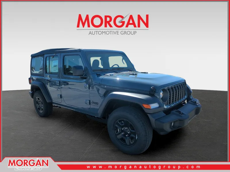 2026 Jeep Wrangler Sport in Gray — front three-quarter view