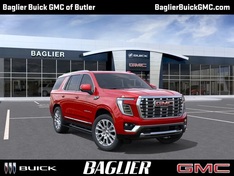 2026 GMC Yukon Denali in Volcanic Red Tintcoat — front three-quarter view