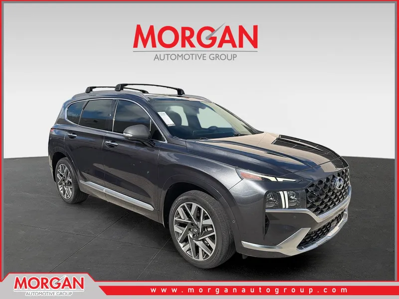 2022 Hyundai Santa Fe Calligraphy in Portofino Gray — front three-quarter view