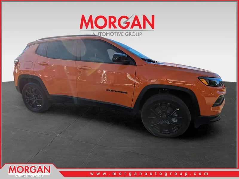 2026 Jeep Compass Latitude in Orange — front three-quarter view