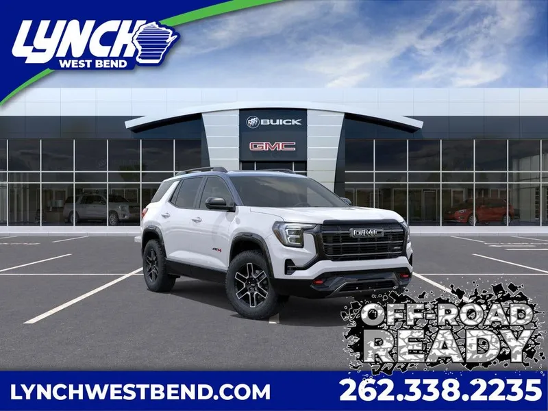 2027 GMC Terrain AWD AT4 in Summit White — front three-quarter view
