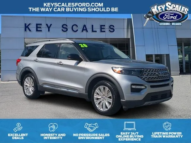 2020 Ford Explorer Limited in Silver Metallic — front three-quarter view