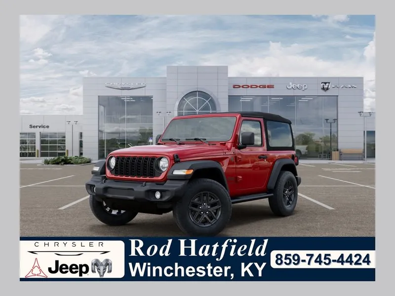 2026 Jeep Wrangler WRANGLER 2-DOOR SPORT in Firecracker Red Clear-Coat Exterior Paint — front three-quarter view