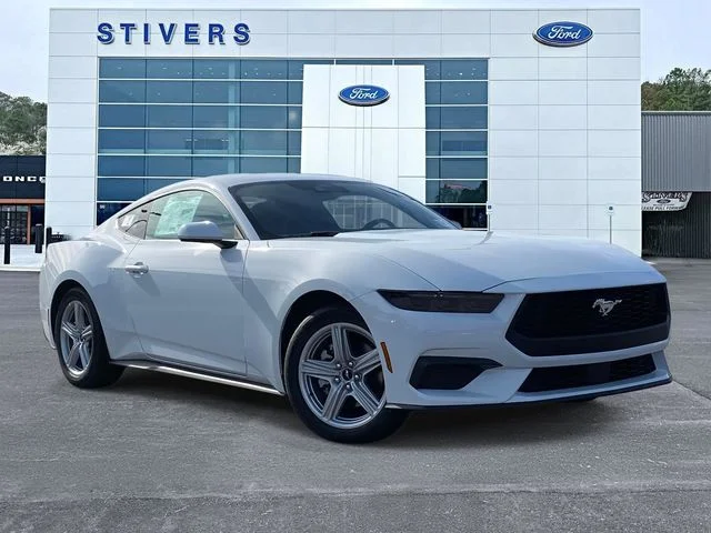 2026 Ford Mustang EcoBoost in White — front three-quarter view
