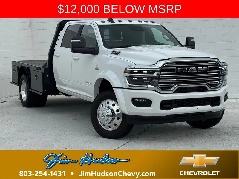 2026 RAM 4500HD LARAMIE in Bright White Clearcoat — front three-quarter view