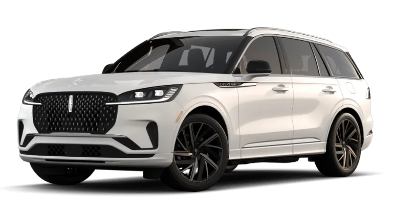 2026 Lincoln Aviator Black Label in White Metallic — front three-quarter view
