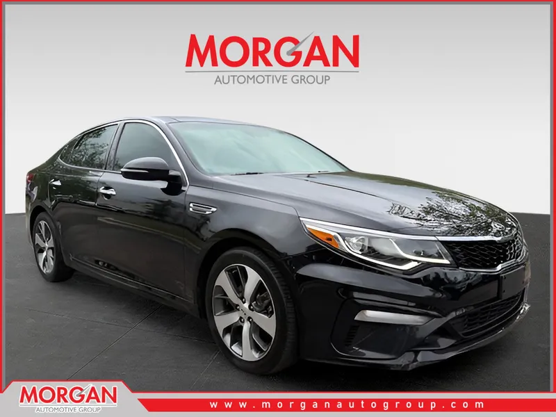 2019 Kia Optima S in Black — front three-quarter view