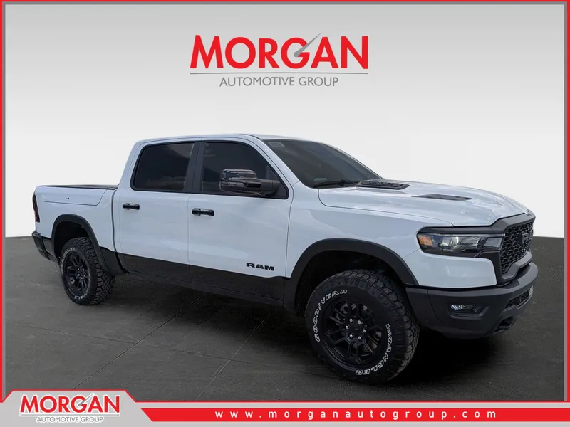 2026 Ram 1500 Rebel in White — front three-quarter view