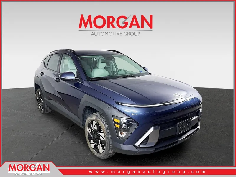 2024 Hyundai Kona SEL in Denim Blue Pearl — front three-quarter view