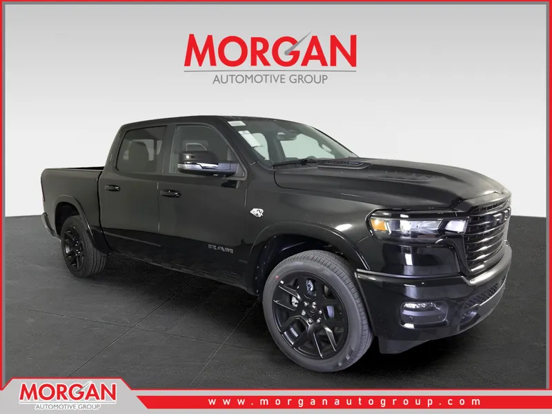 2026 Ram 1500 Laramie in Black — front three-quarter view