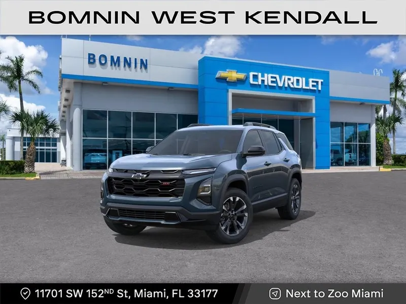 2027 Chevrolet Equinox FWD RS in Lakeshore Blue Metallic — front three-quarter view