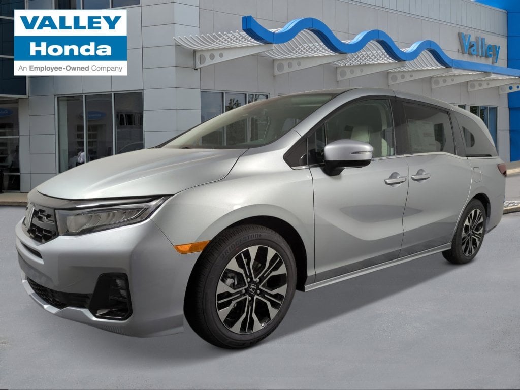 2026 Honda Odyssey Elite in Solar Silver Metallic — front three-quarter view