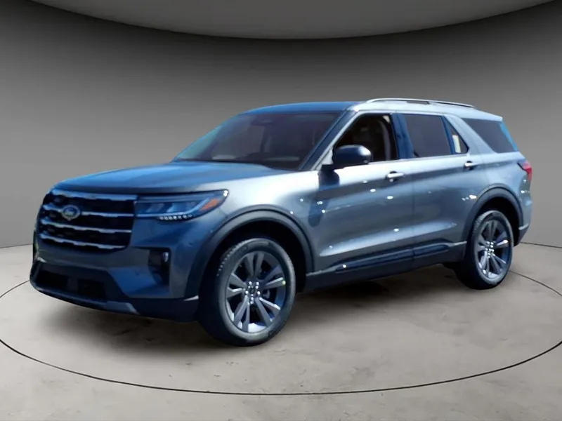 2026 Ford Explorer Active in Gray Metallic — front three-quarter view
