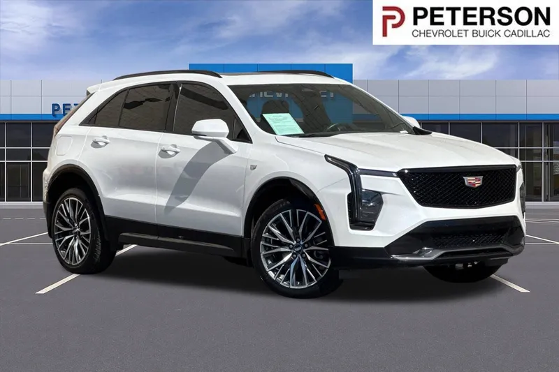 2024 Cadillac XT4 Sport in Crystal White Tricoat — front three-quarter view