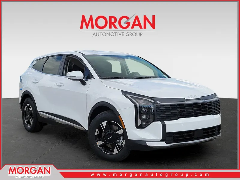 2026 Kia Sportage LX in Glacial White Pearl — front three-quarter view