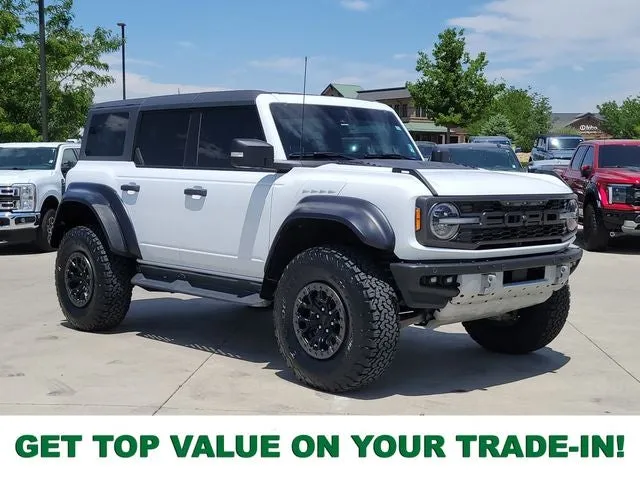 2023 Ford Bronco Raptor in Oxford White — front three-quarter view
