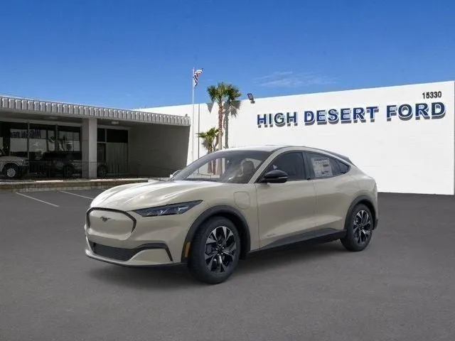 2026 Ford Mustang Mach-E Select in Desert Sand — front three-quarter view