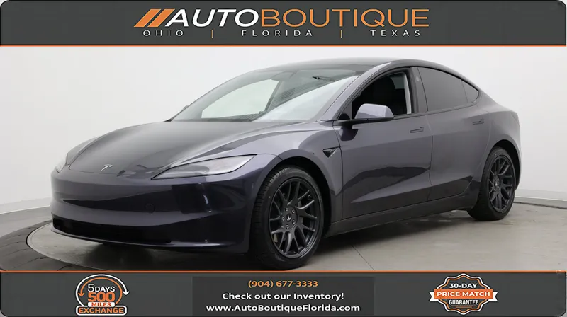 2024 Tesla Model 3 Long Range in Solid Black — front three-quarter view
