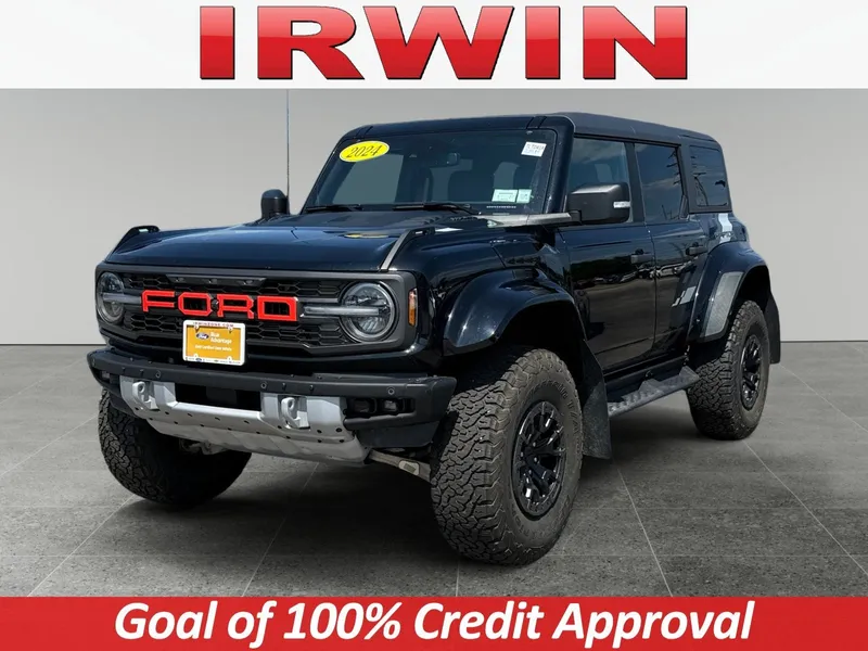 2024 Ford Bronco Raptor in Black — front three-quarter view