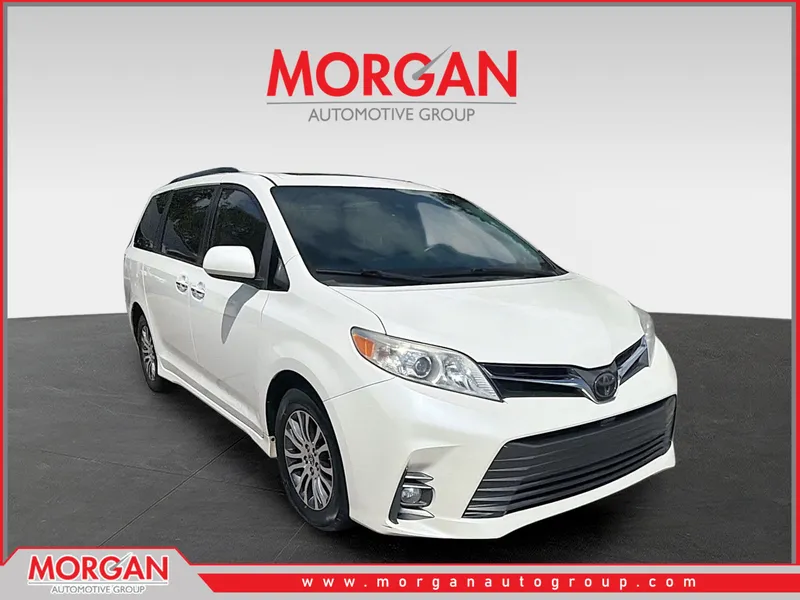 2020 Toyota Sienna XLE in Blizzard Pearl — front three-quarter view
