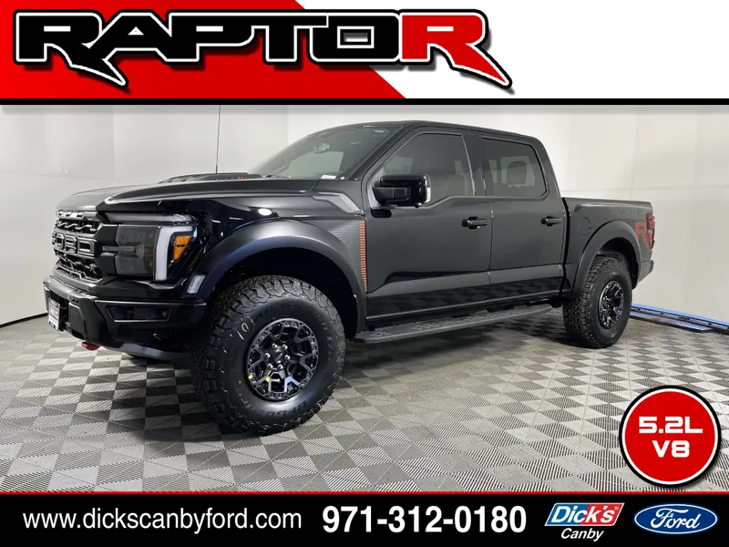 2026 Ford F-150 Raptor R 5.2L V8 in Agate Black Metallic — front three-quarter view