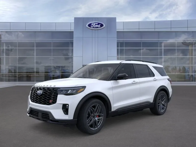 2026 Ford Explorer in AZ White — front three-quarter view