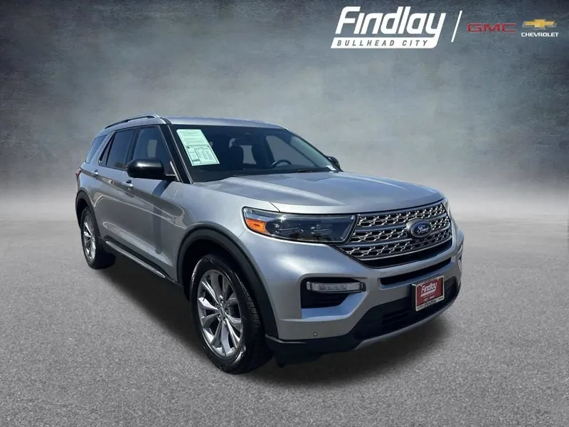 2023 Ford Explorer Limited in Iconic Silver — front three-quarter view