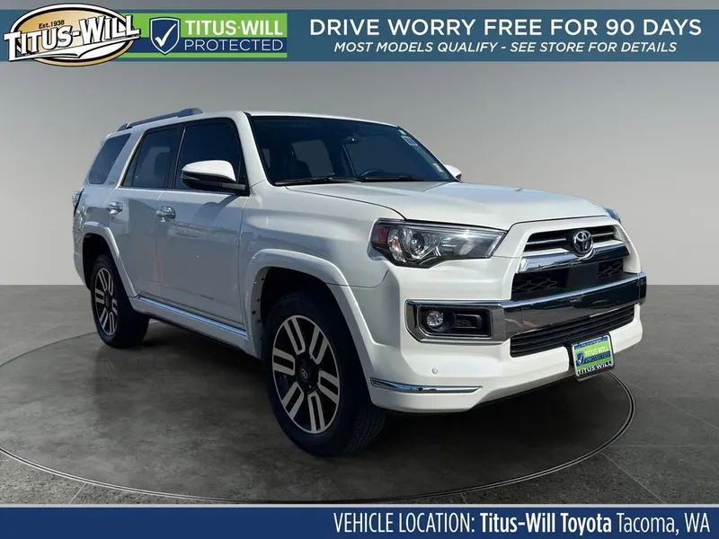 2021 Toyota 4Runner Limited in Blizzard Pearl — front three-quarter view