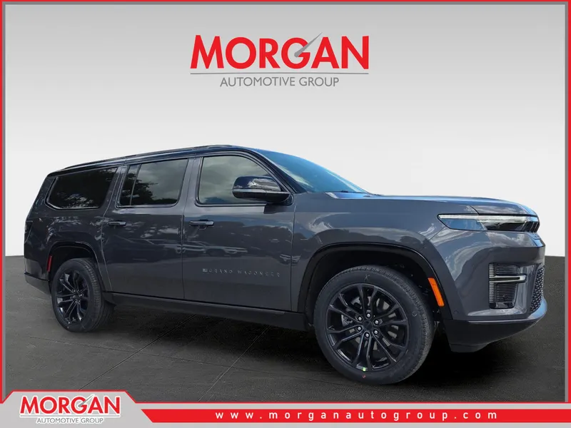 2026 Jeep Grand Wagoneer L Summit Obsidian in Gray — front three-quarter view