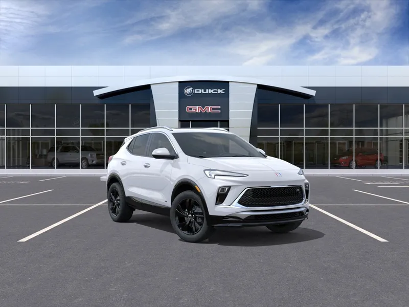2026 Buick Encore GX Sport Touring in Summit White — front three-quarter view